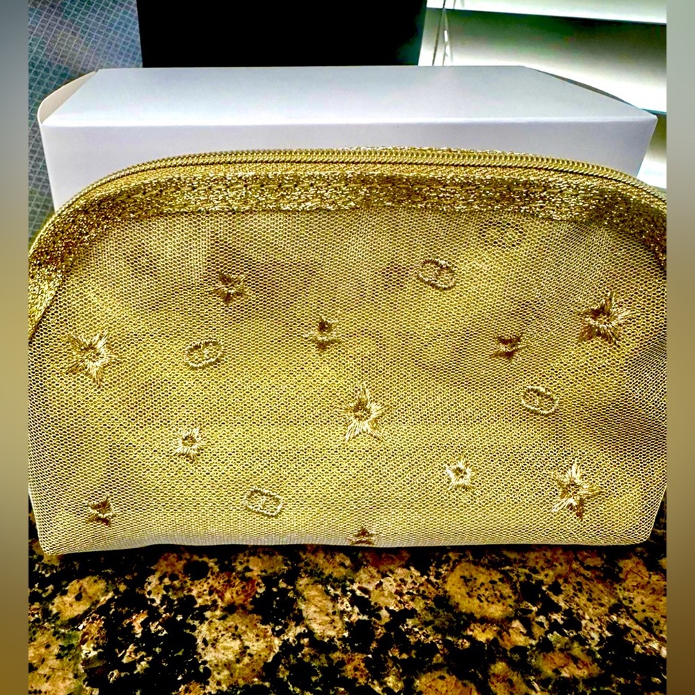Dior Gold Star Holiday Glam Travel Cosmetic Makeup Pouch NWB GWP - Picture 2 of 8